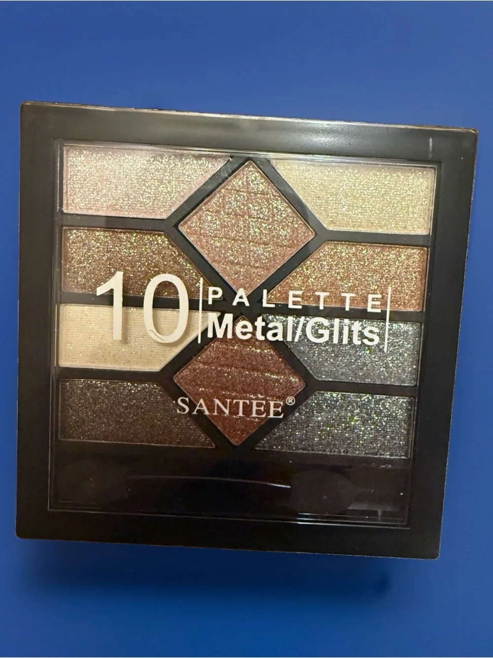 Santee Metal/Glits 10 Color Eyeshadow Palette Pressed Powder Glitter 0.42 oz